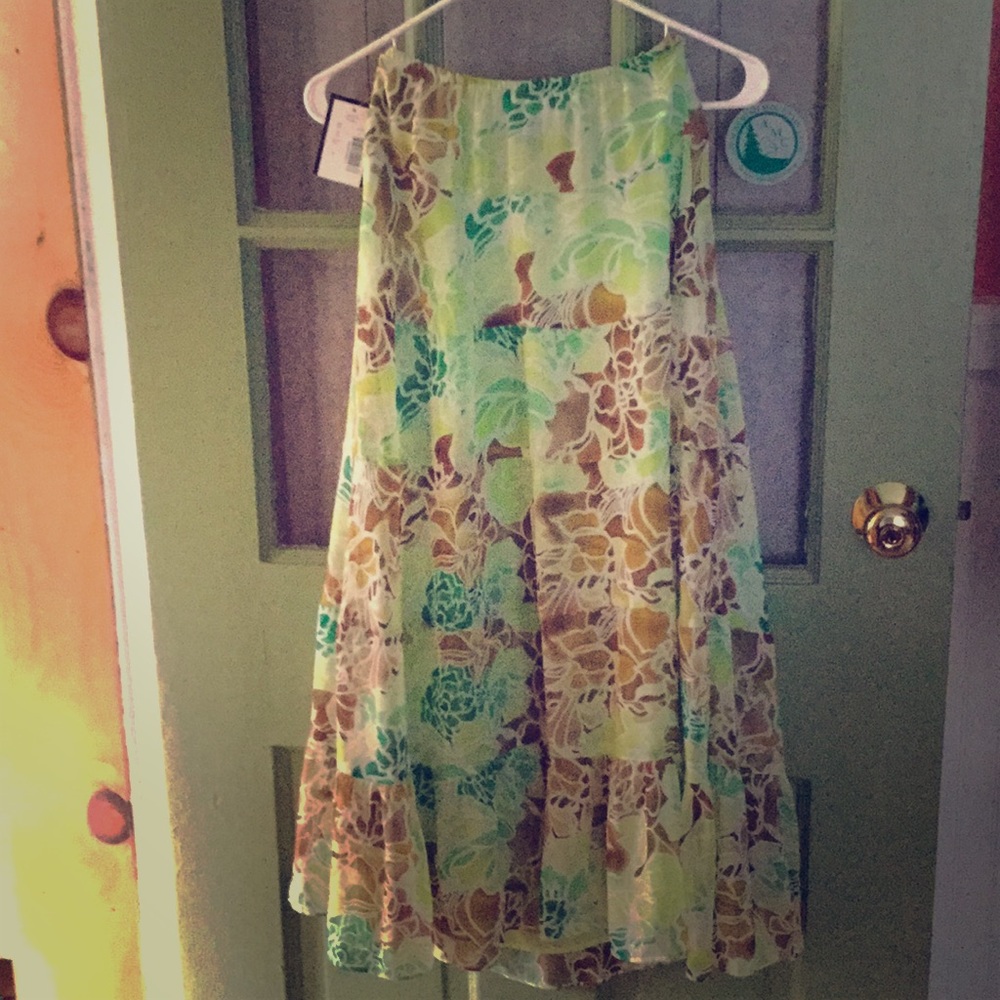 Green and brown floral skirt
